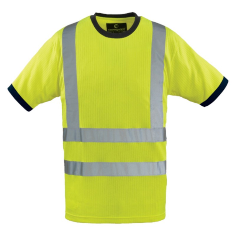 Coverguard - T-shirt manches courtes YARD Jaune HV/Marine (Conditionnement)