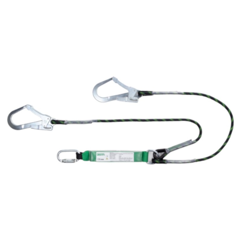 Coverguard - Longe double à absorbeur EDGE corde tressée avec 2 connecteurs acier ouverture 50mm (OLEA)