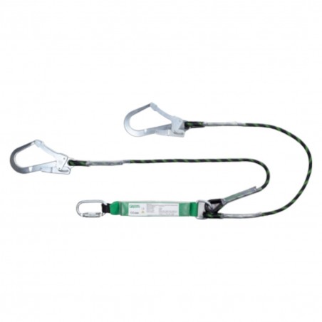 Coverguard - Longe double à absorbeur EDGE corde tressée avec 2 connecteurs acier ouverture 50mm (OLEA)