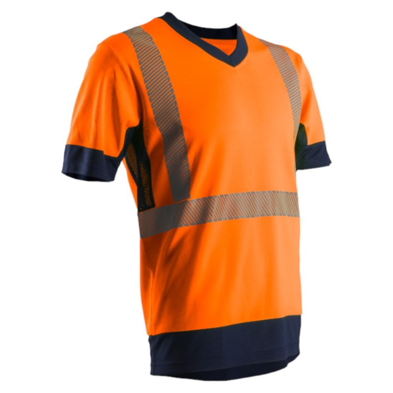 Coverguard - T-shirt manches courtes couleur Orange HV/Marine KOMO (Conditionnement)