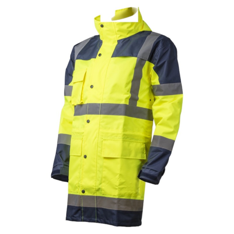 Coverguard - Ensemble de pluie - HYDRA - Jaune HV/Marine (Parka: 300D Oxford 100% PES enduit PU + Doublure mesh Pantalon: 300D