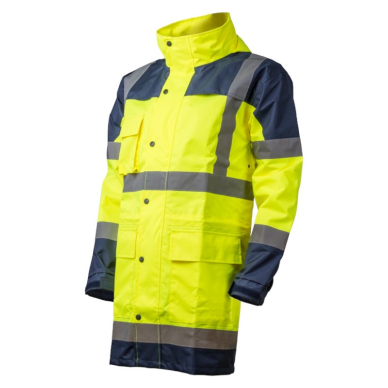 Coverguard - Ensemble de pluie - HYDRA - Jaune HV/Marine (Parka: 300D Oxford 100% PES enduit PU + Doublure mesh Pantalon: 300D