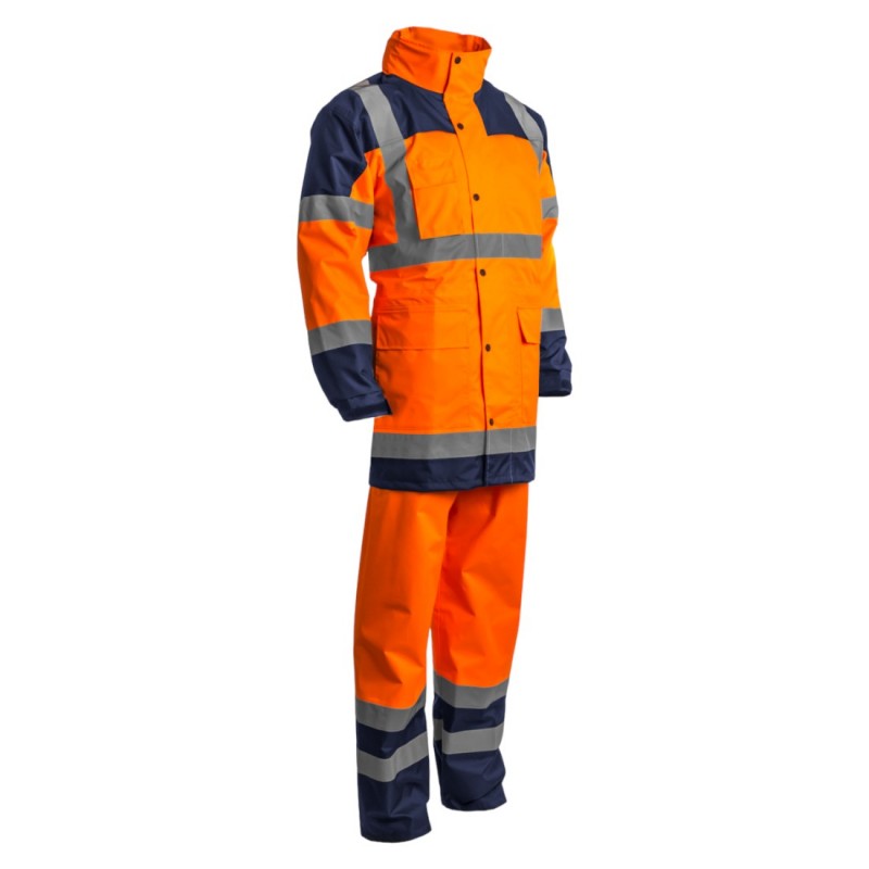 Coverguard - Ensemble de pluie - Orange HV/Marine HYDRA (Parka: 300D Oxford 100% PES enduit PU + Doublure mesh Pantalon: 300D