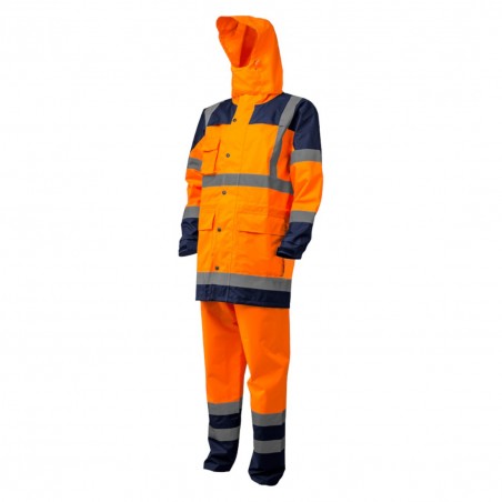 Coverguard - Ensemble de pluie - Orange HV/Marine HYDRA (Parka: 300D Oxford 100% PES enduit PU + Doublure mesh Pantalon: 300D