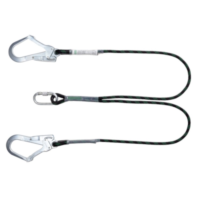 Coverguard - Longe double de retenue corde tressée avec 2 connecteurs acier ouverture 50mm 1,5 m - EN354 (CYDONIA)