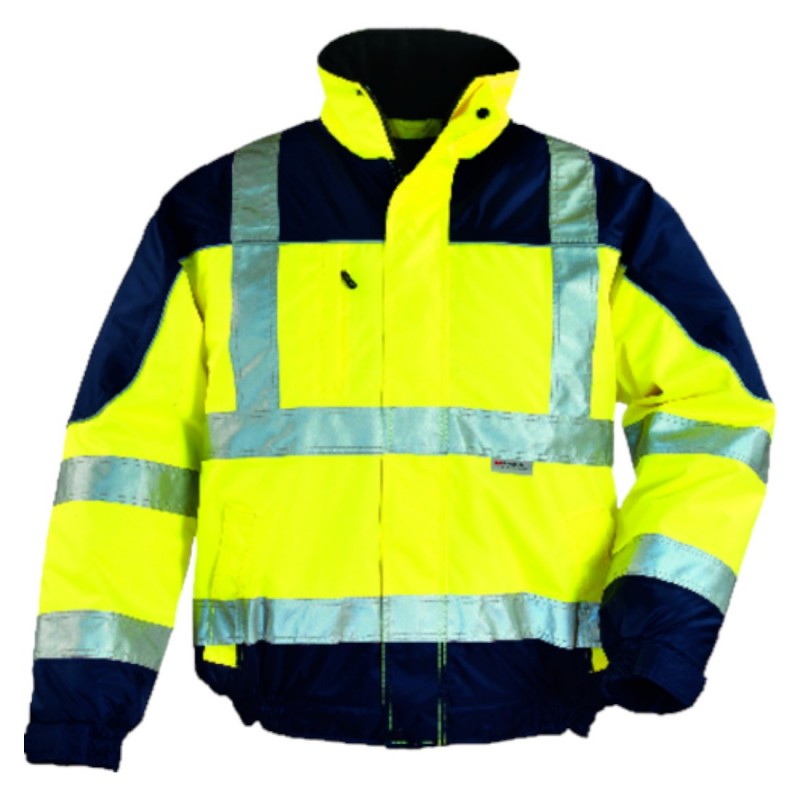 Coverguard - Blouson AIRPORT Jaune HV/Marine (300D Oxford 100% PES enduit PU + Matelassage 160g/m2)