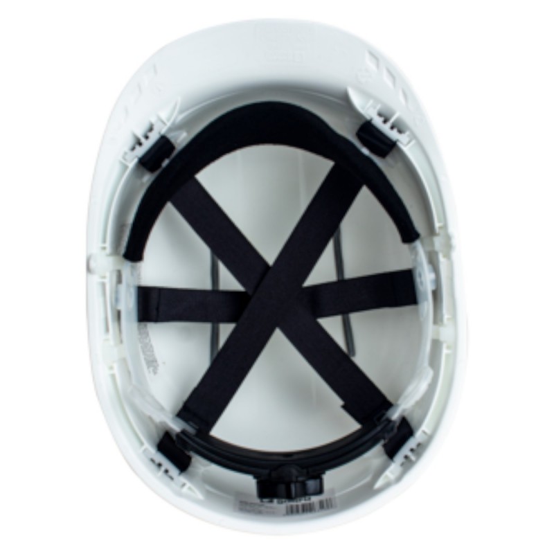 Coverguard - Casque de chantier PELICANO blanc harnais textile 6 points serrage molette, jugulaire 2 points (Conditionnement)