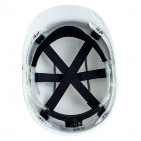 Coverguard - Casque de chantier PELICANO blanc harnais textile 6 points serrage molette, jugulaire 2 points (Conditionnement)