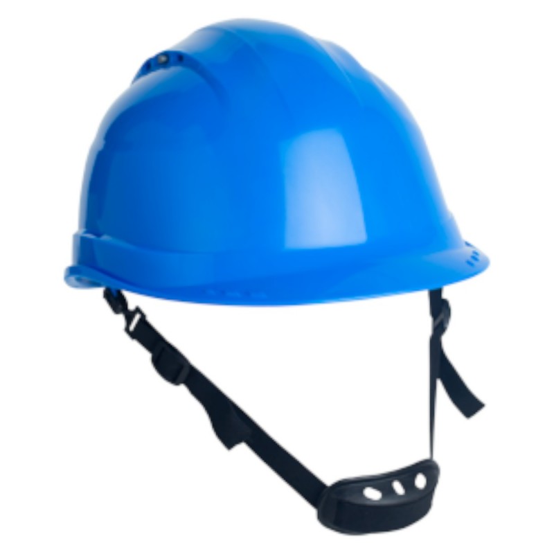 Coverguard - Casque de chantier bleu PELICANO (harnais textile 6 points serrage molette, jugulaire 2 points)