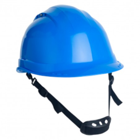Coverguard - Casque de chantier bleu PELICANO (harnais textile 6 points serrage molette, jugulaire 2 points)