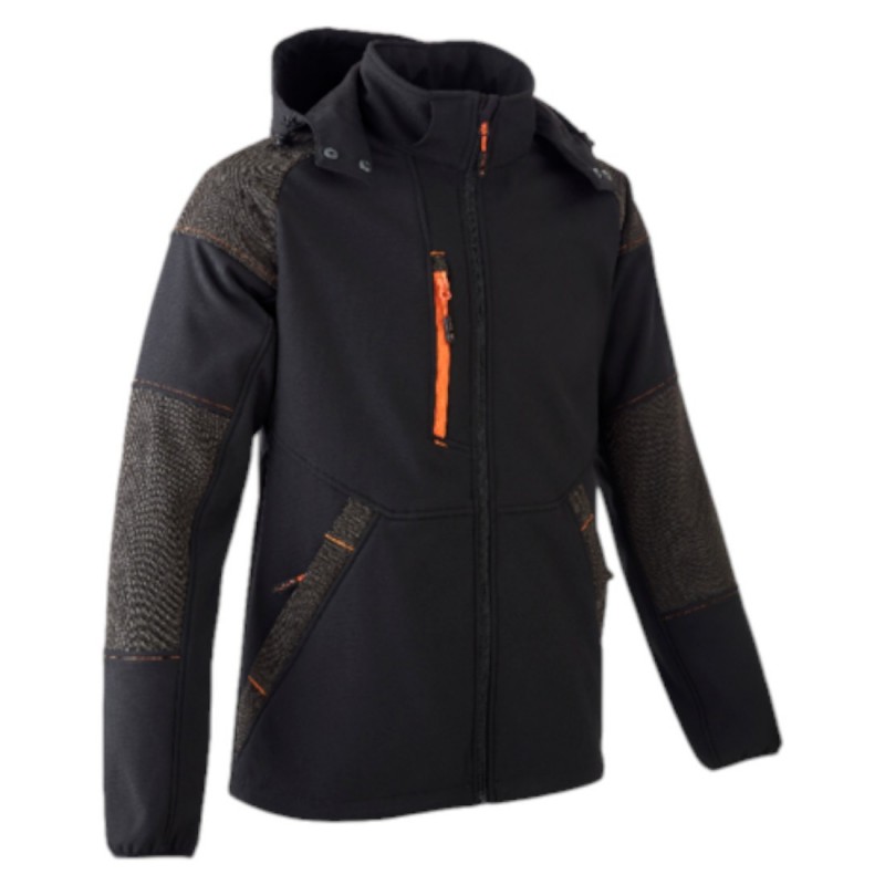 Coverguard - Veste Softshell chaude imperméable et résistante YUKI II noir et orange