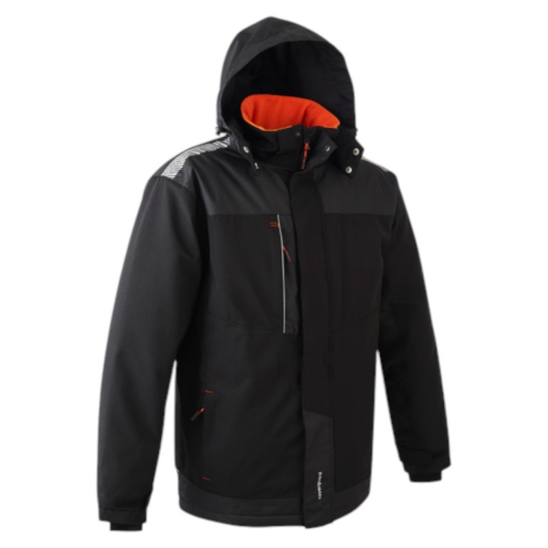 Coverguard - Parka imperméable matelassée double polaire avec zip central TAMIA noir et orange