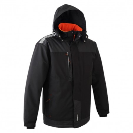 Coverguard - Parka imperméable matelassée double polaire avec zip central TAMIA noir et orange