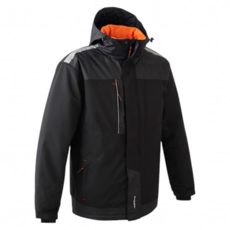 Coverguard - Parka imperméable matelassée double polaire avec zip central TAMIA noir et orange