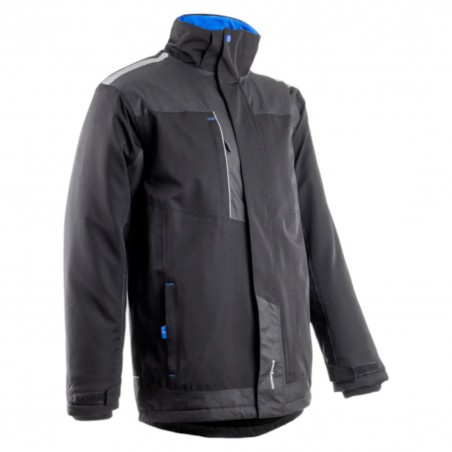 Coverguard - Parka imperméable matelassée double polaire avec zip central TAMIA noir et bleu