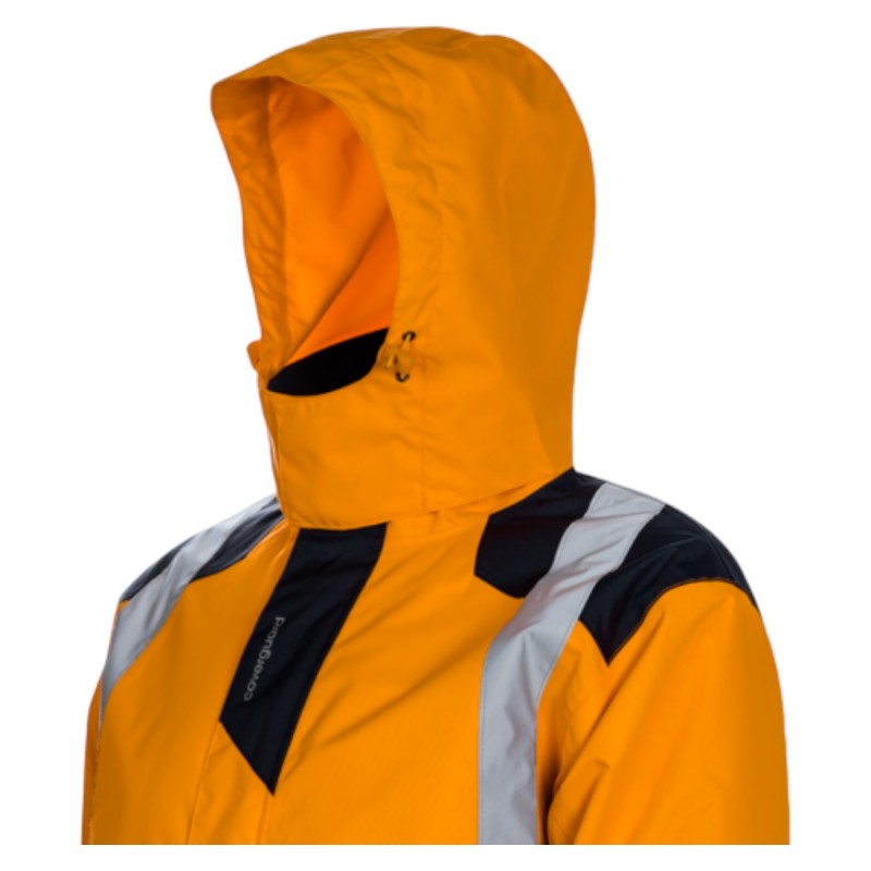 Coverguard - Parka chaude et légère imperméable et matelassée haute visibilité SOKOBIE orange et bleu marine