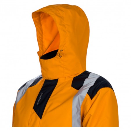 Coverguard - Parka chaude et légère imperméable et matelassée haute visibilité SOKOBIE orange et bleu marine