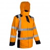 Coverguard - Parka chaude et légère imperméable et matelassée haute visibilité SOKOBIE orange et bleu marine