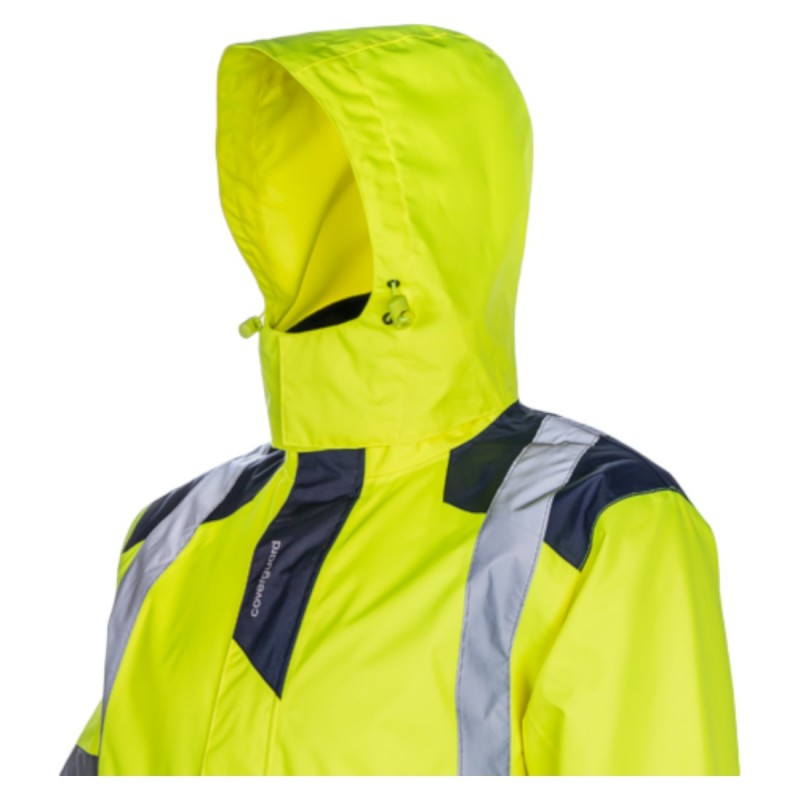 Coverguard - Parka chaude et légère imperméable et matelassée haute visibilité SOKOBIE jaune et bleu marine