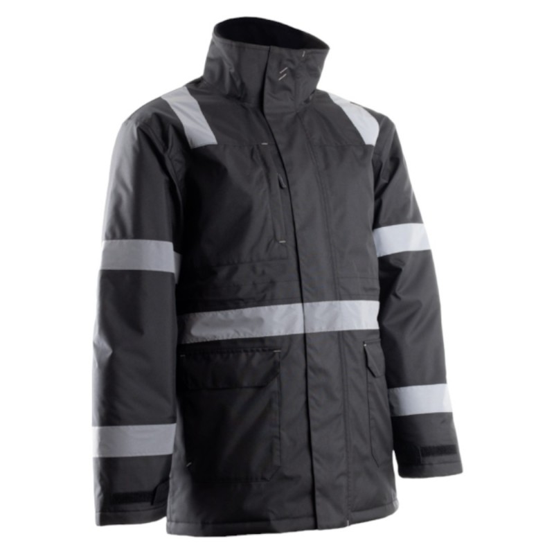Coverguard - Parka de travail matelassée avec bandes réflectives SECURITE noir