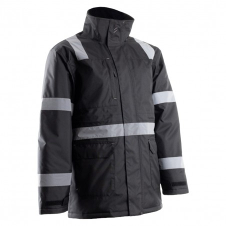 Coverguard - Parka de travail matelassée avec bandes réflectives SECURITE noir