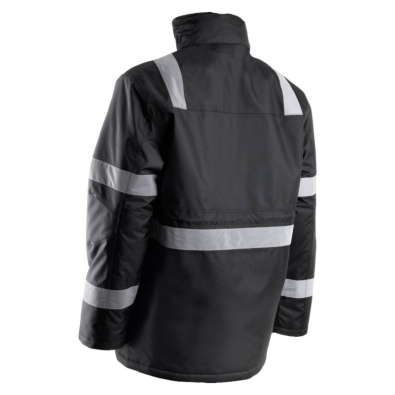 Coverguard - Parka de travail matelassée avec bandes réflectives SECURITE noir