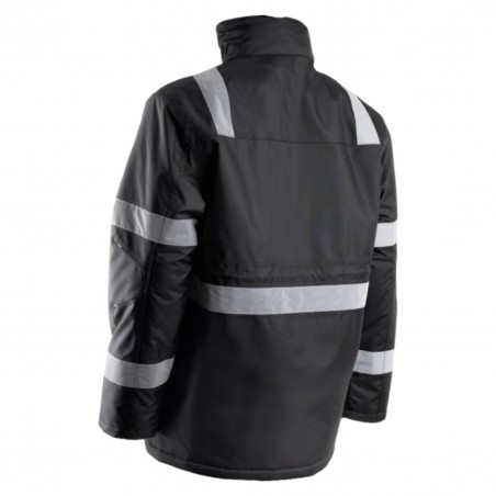 Coverguard - Parka de travail matelassée avec bandes réflectives SECURITE noir