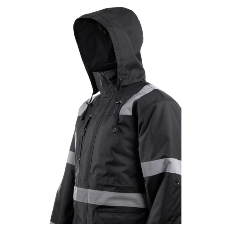 Coverguard - Parka de travail matelassée avec bandes réflectives SECURITE noir
