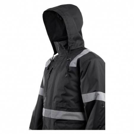 Coverguard - Parka de travail matelassée avec bandes réflectives SECURITE noir