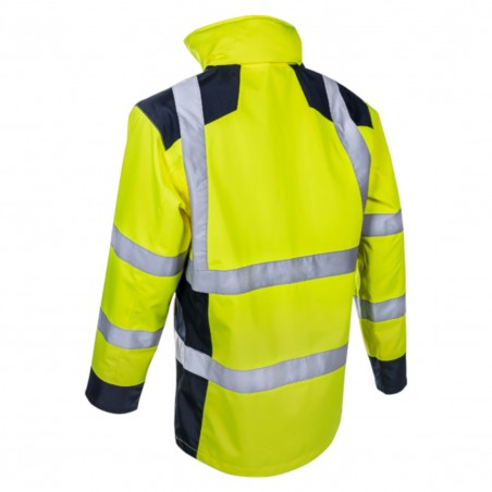Coverguard - Parka de pluie imperméable renforcée Ripstop haute visibilité SANGAKU jaune et bleu marine