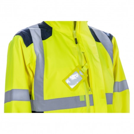 Coverguard - Parka de pluie imperméable renforcée Ripstop haute visibilité SANGAKU jaune et bleu marine