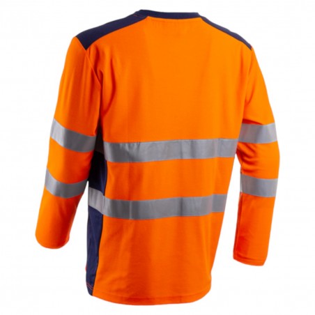 Coverguard - Tee-shirt manches longues haute visibilité RIKKA orange et bleu marine