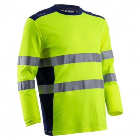 Coverguard - Tee-shirt manches longues haute visibilité RIKKA jaune et bleu marine