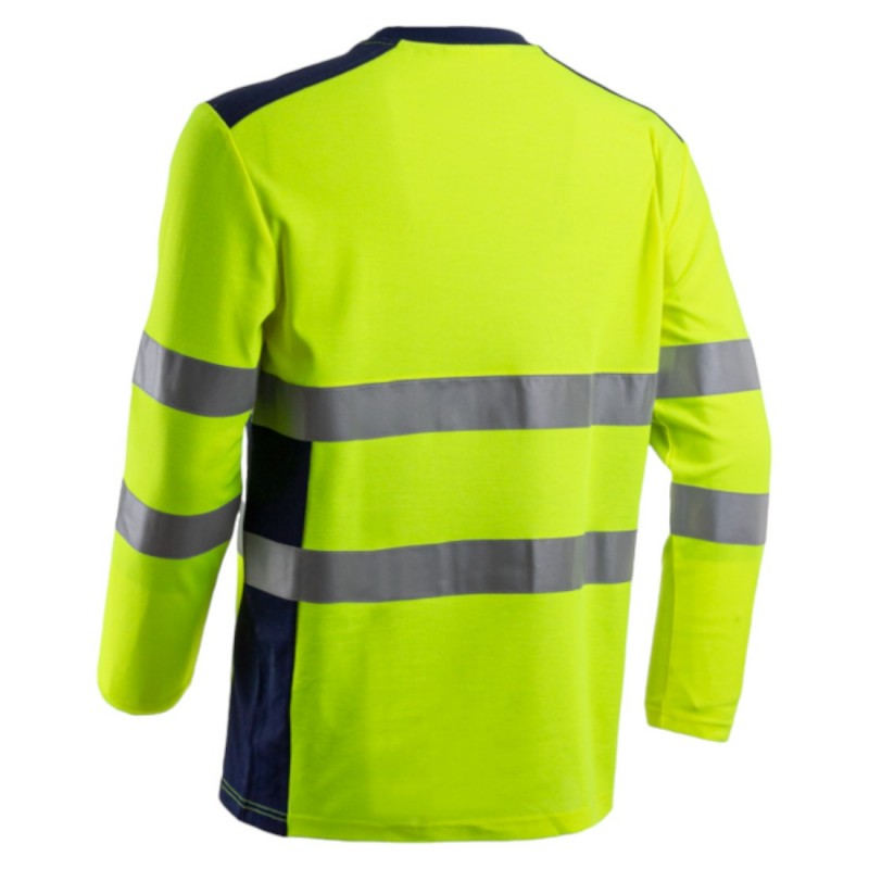 Coverguard - Tee-shirt manches longues haute visibilité RIKKA jaune et bleu marine