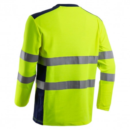Coverguard - Tee-shirt manches longues haute visibilité RIKKA jaune et bleu marine