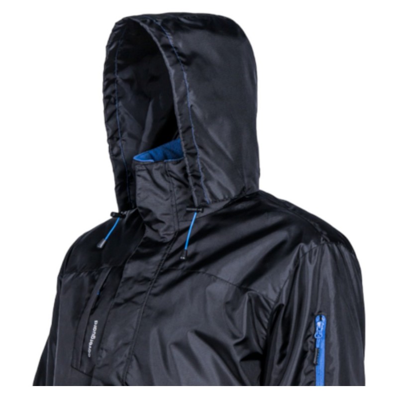 Coverguard - Parka de travail chaude enduite PU matelassée PANDA noir et bleu