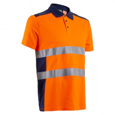 Coverguard - Polo manches courtes haute visibilité OKI orange et bleu marine