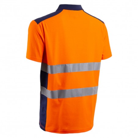 Coverguard - Polo manches courtes haute visibilité OKI orange et bleu marine