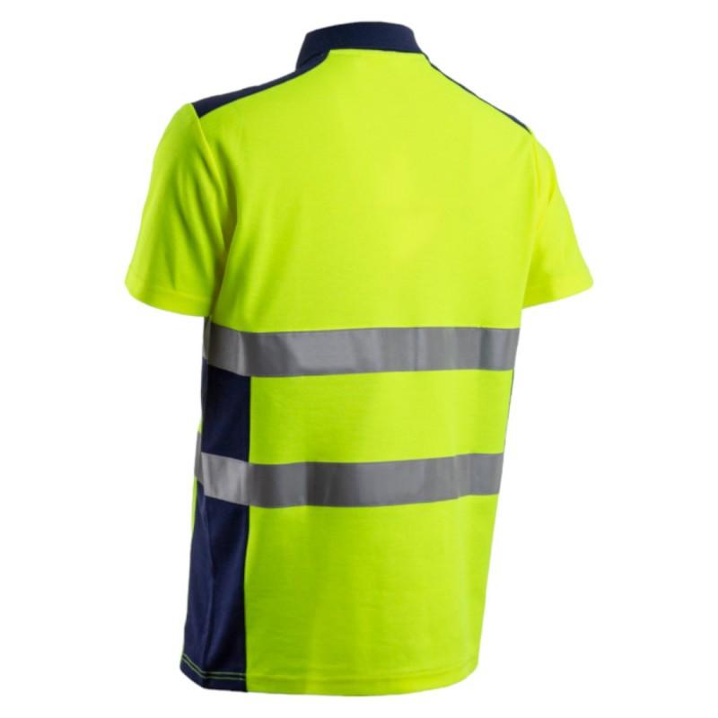 Coverguard - Polo manches courtes haute visibilité OKI jaune et bleu marine