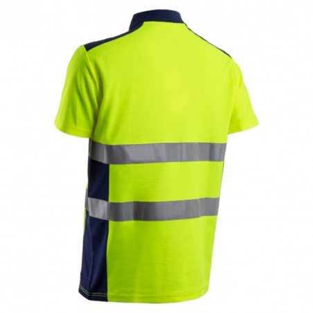Coverguard - Polo manches courtes haute visibilité OKI jaune et bleu marine