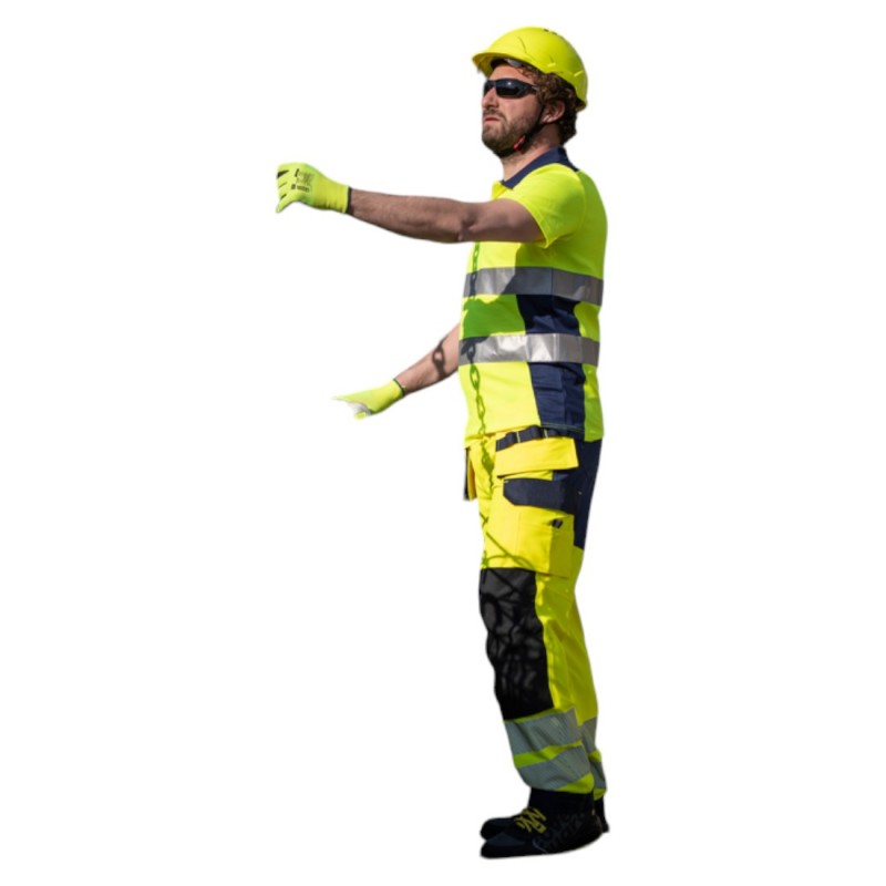 Coverguard - Polo manches courtes haute visibilité OKI jaune et bleu marine