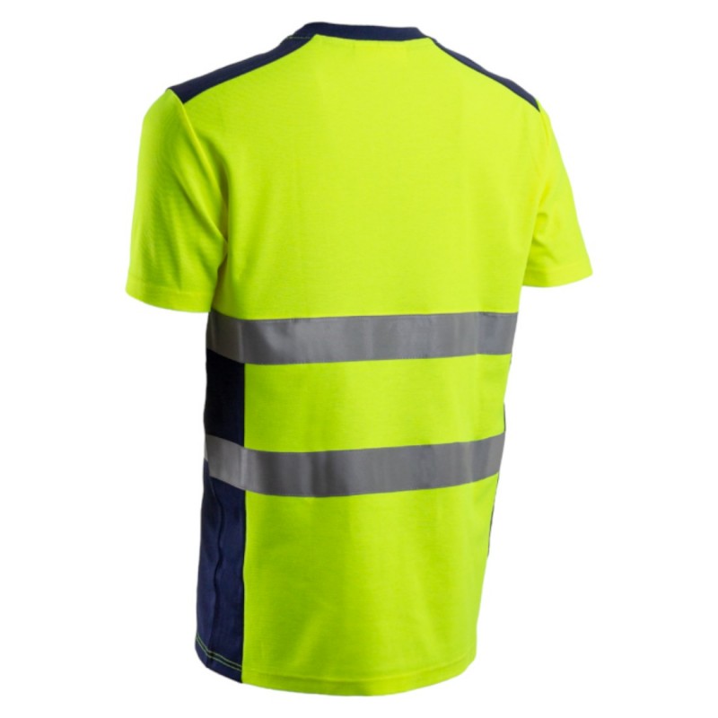 Coverguard - Tee-shirt manches courtes haute visibilité NEKKI jaune et bleu marine
