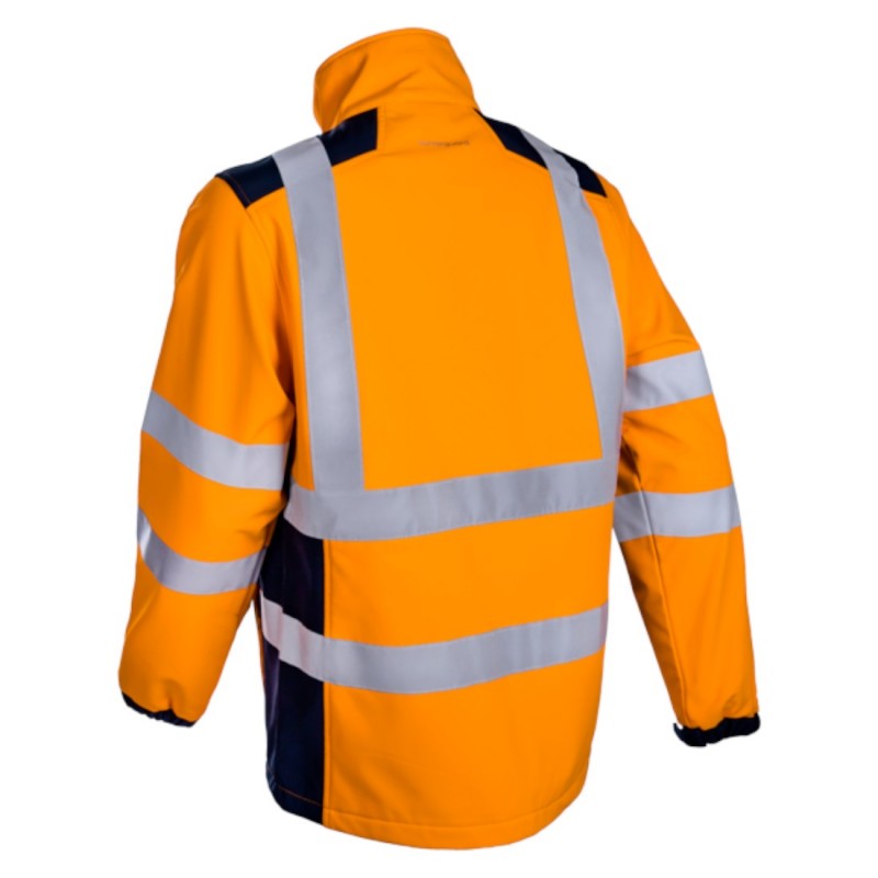 Coverguard - Softshell 3 couches chaude et imperméable haute visibilité KANPA orange et bleu marine