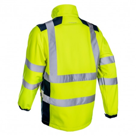 Coverguard - Softshell 3 couches chaude et imperméable haute visibilité KANPA jaune et bleu marine