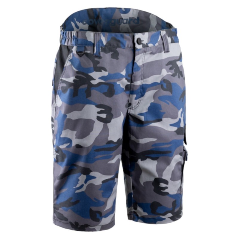Coverguard - Bermuda de travail camouflage avec taille élastiquée KAMMO bleu et gris