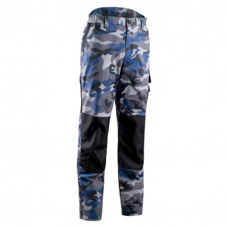Coverguard - Pantalon de travail camouflage avec genoux renforcés et taille élastiquée KAMMO bleu et gris