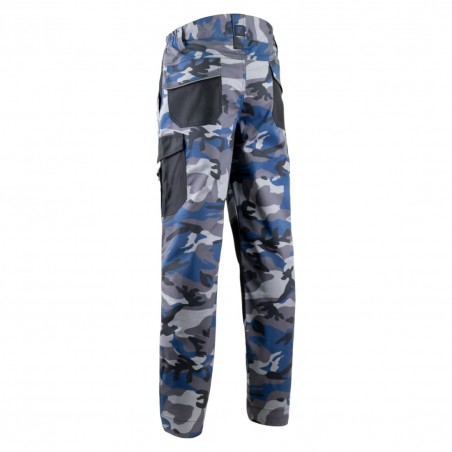 Coverguard - Pantalon de travail camouflage avec genoux renforcés et taille élastiquée KAMMO bleu et gris
