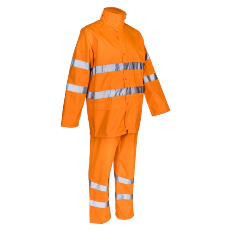 Coverguard - Ensemble de pluie imperméable avec col montant ajustable haute visibilité KAWA orange