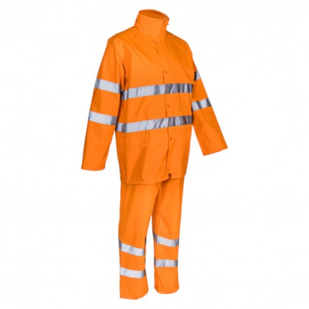 Coverguard - Ensemble de pluie imperméable avec col montant ajustable haute visibilité KAWA orange
