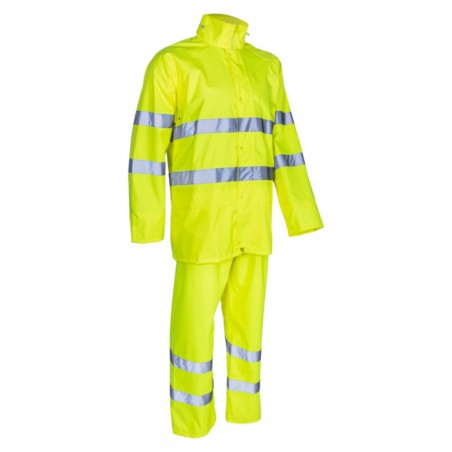 Coverguard - Ensemble de pluie imperméable avec col montant ajustable haute visibilité KAWA jaune